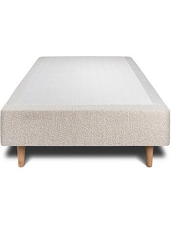 Lit avec tête de lit tapissier bouclette et sommier tapissier H35cm