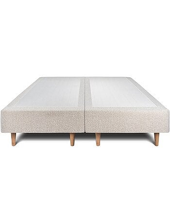 Lit avec tête de lit tapissier bouclette et sommier tapissier H35cm