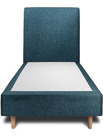 Lit avec tête de lit tapissier bouclette et sommier tapissier H35cm