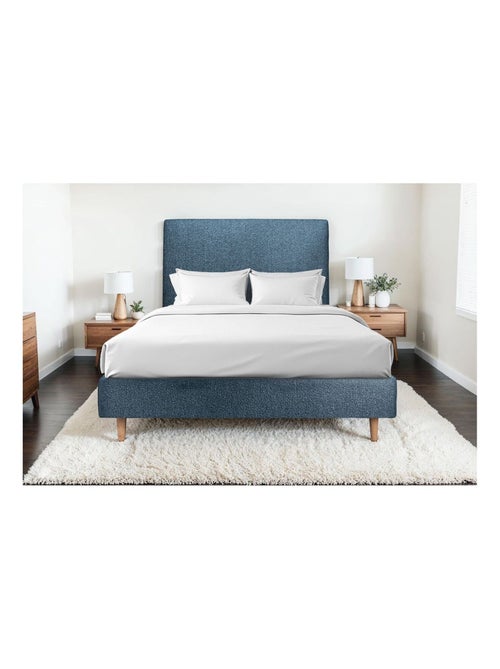 Lit avec tête de lit tapissier bouclette et sommier tapissier H35cm - Kiabi