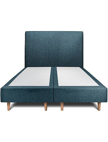 Lit avec tête de lit tapissier bouclette et sommier tapissier H35cm