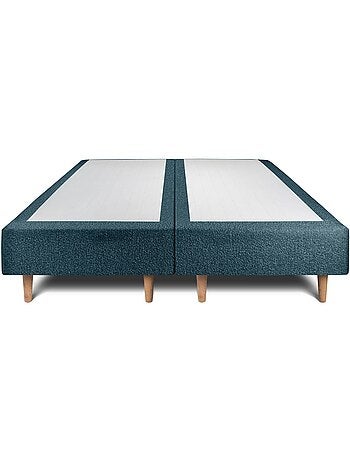 Lit avec tête de lit tapissier bouclette et sommier tapissier H35cm