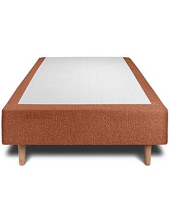 Lit avec tête de lit tapissier bouclette et sommier tapissier H35cm