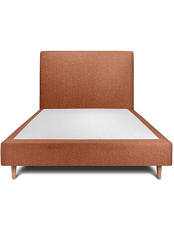 Lit avec tête de lit tapissier bouclette et sommier tapissier H35cm