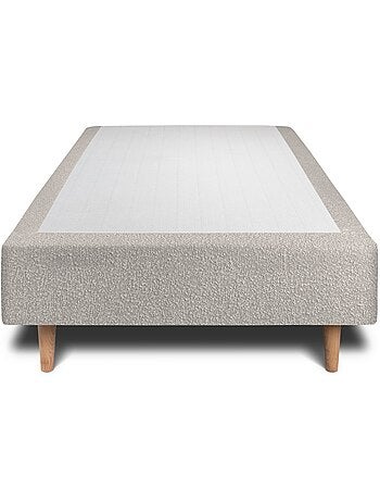 Lit avec tête de lit tapissier bouclette et sommier tapissier H35cm