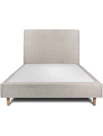 Lit avec tête de lit tapissier bouclette et sommier tapissier H35cm
