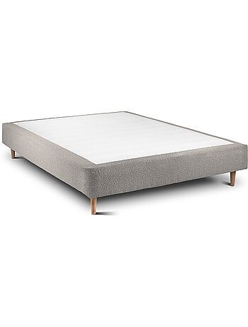 Lit avec tête de lit tapissier bouclette et sommier tapissier H35cm