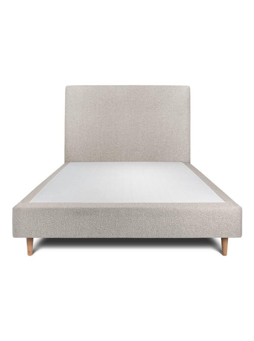 Lit avec tête de lit tapissier bouclette et sommier tapissier H35cm - Kiabi