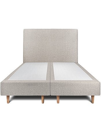 Lit avec tête de lit tapissier bouclette et sommier tapissier H35cm