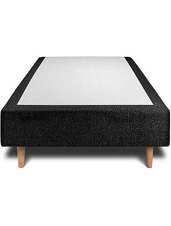 Lit avec tête de lit tapissier bouclette et sommier tapissier H35cm