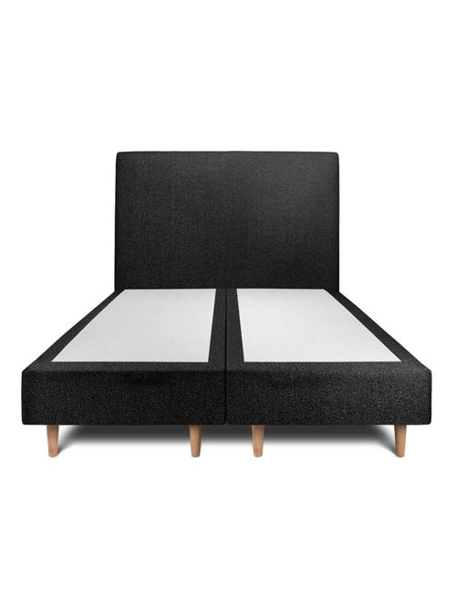 Lit avec tête de lit tapissier bouclette et sommier tapissier H35cm - Kiabi