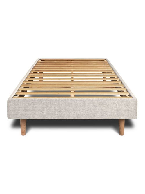 Lit avec tête de lit tapissier tissu et sommier kit H29cm - Kiabi