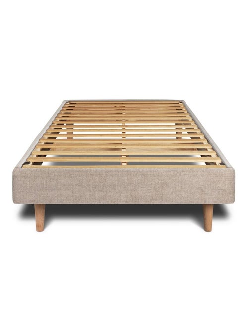 Lit avec tête de lit tapissier tissu et sommier kit H29cm - Kiabi