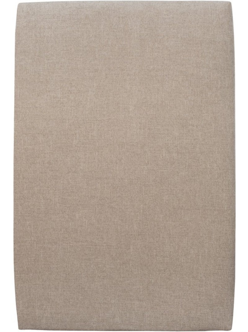 Lit avec tête de lit tapissier tissu et sommier kit H29cm Beige foncé - Kiabi