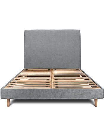 Lit avec tête de lit tapissier tissu et sommier kit H29cm