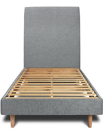 Lit avec tête de lit tapissier tissu et sommier kit H29cm