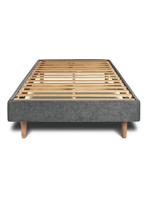 Lit avec tête de lit tapissier tissu et sommier kit H29cm - Kiabi