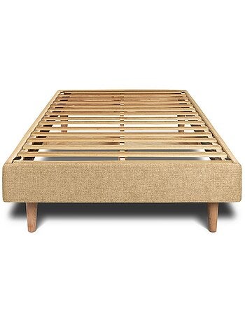 Lit avec tête de lit tapissier tissu et sommier kit H29cm