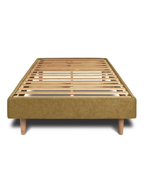 Lit avec tête de lit tapissier tissu et sommier kit H29cm - Kiabi