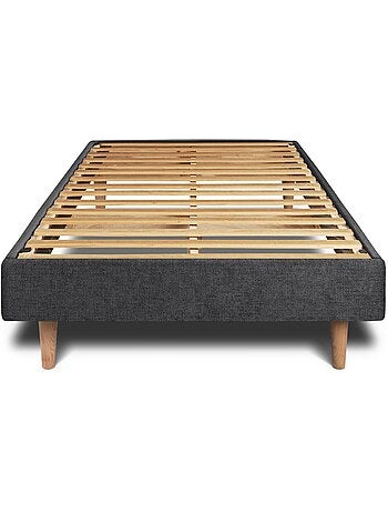 Lit avec tête de lit tapissier tissu et sommier kit H29cm