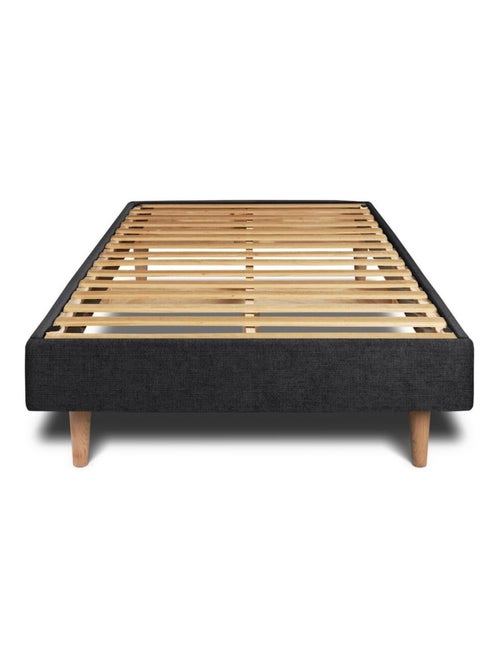 Lit avec tête de lit tapissier tissu et sommier kit H29cm - Kiabi