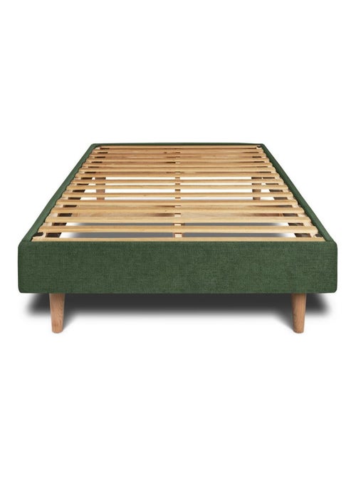 Lit avec tête de lit tapissier tissu et sommier kit H29cm - Kiabi