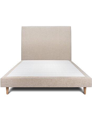 Lit avec tête de lit tapissier tissu et sommier tapissier H29cm