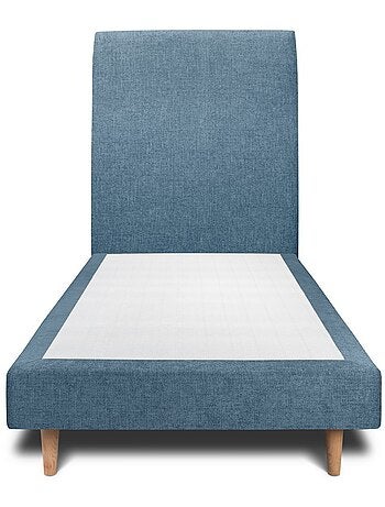 Lit avec tête de lit tapissier tissu et sommier tapissier H29cm
