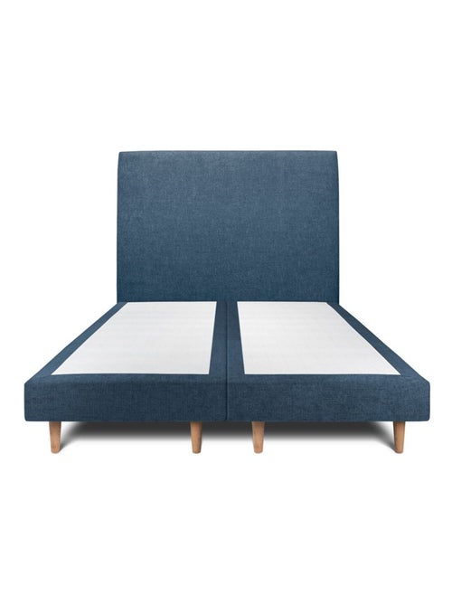 Lit avec tête de lit tapissier tissu et sommier tapissier H29cm - Kiabi