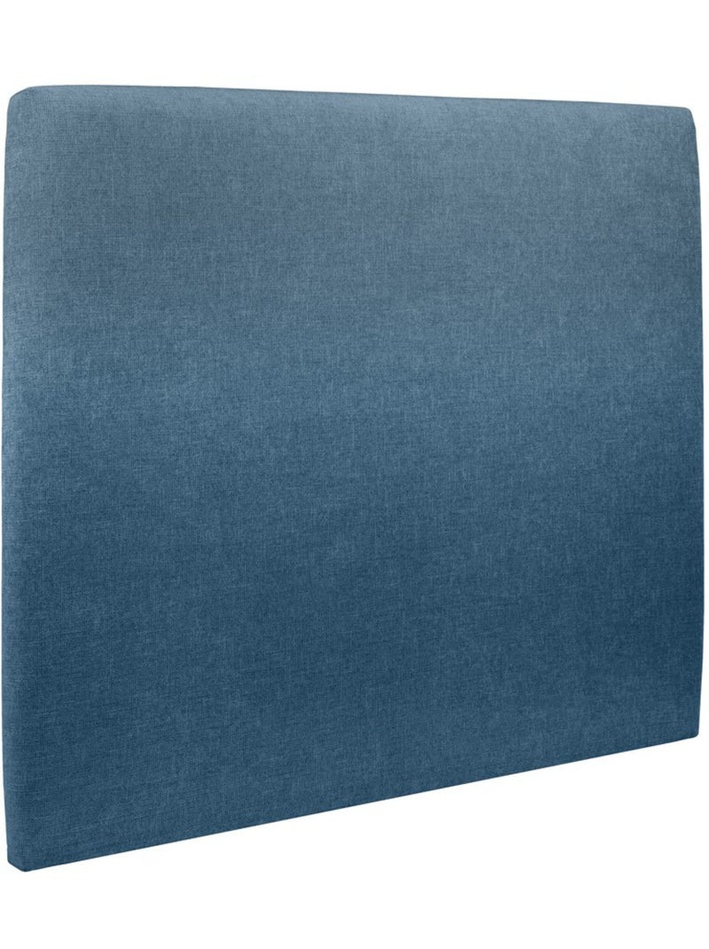 Lit avec tête de lit tapissier tissu et sommier tapissier H29cm Bleu lagon - Kiabi
