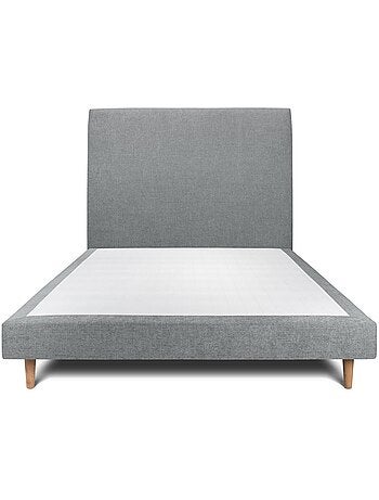 Lit avec tête de lit tapissier tissu et sommier tapissier H29cm