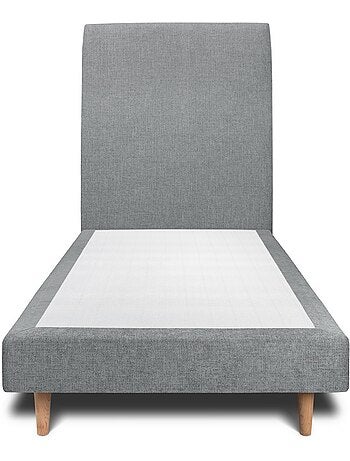 Lit avec tête de lit tapissier tissu et sommier tapissier H29cm