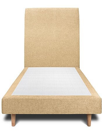 Lit avec tête de lit tapissier tissu et sommier tapissier H29cm