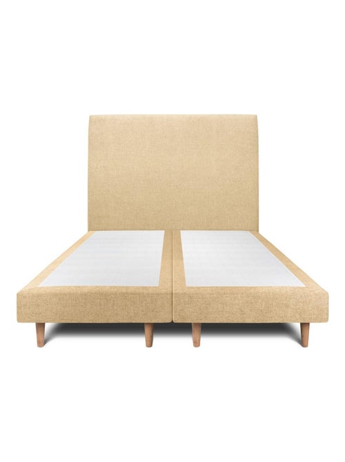 Lit avec tête de lit tapissier tissu et sommier tapissier H29cm - Kiabi