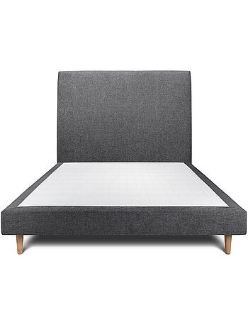 Lit avec tête de lit tapissier tissu et sommier tapissier H29cm