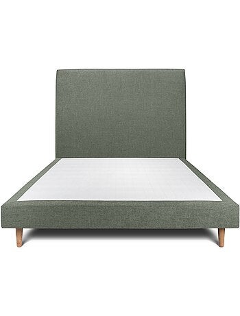 Lit avec tête de lit tapissier tissu et sommier tapissier H29cm