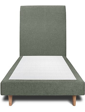 Lit avec tête de lit tapissier tissu et sommier tapissier H29cm