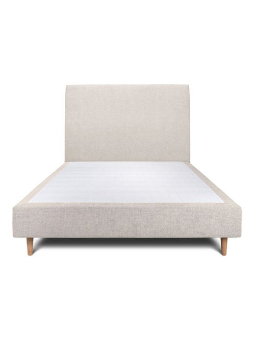 Lit avec tête de lit tapissier tissu et sommier tapissier H35cm - Kiabi