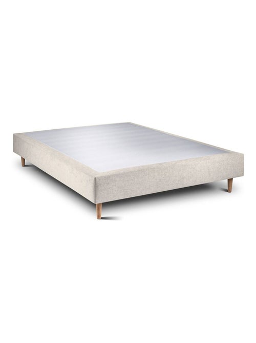 Lit avec tête de lit tapissier tissu et sommier tapissier H35cm - Kiabi