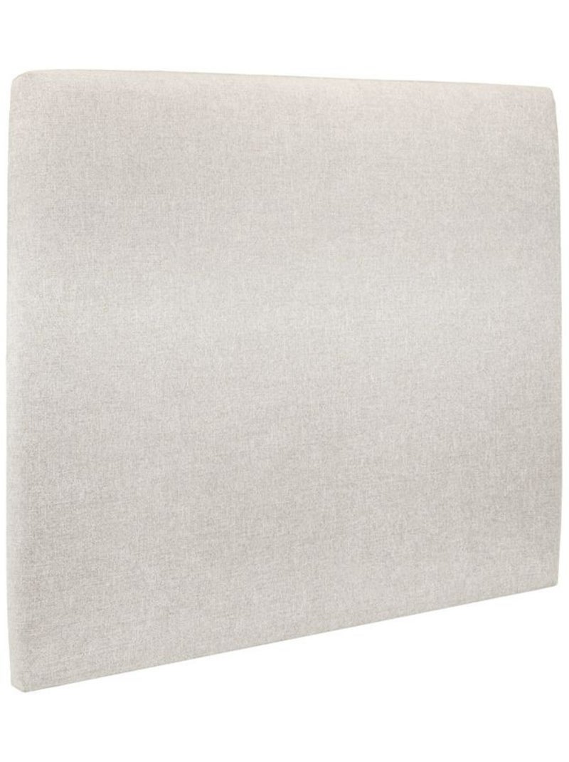 Lit avec tête de lit tapissier tissu et sommier tapissier H35cm Beige clair - Kiabi