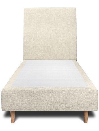 Lit avec tête de lit tapissier tissu et sommier tapissier H35cm