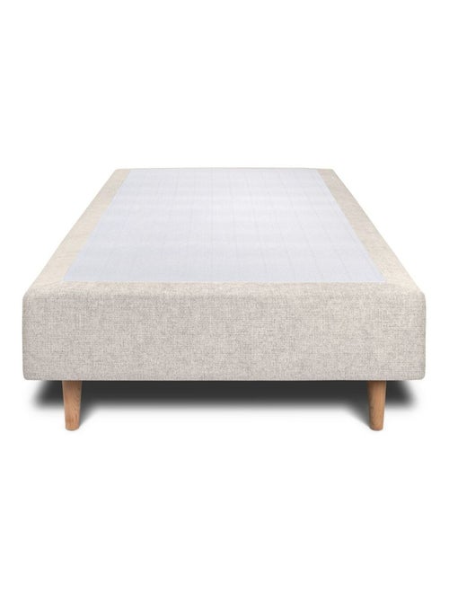 Lit avec tête de lit tapissier tissu et sommier tapissier H35cm - Kiabi