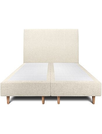 Lit avec tête de lit tapissier tissu et sommier tapissier H35cm