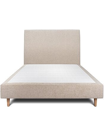 Lit avec tête de lit tapissier tissu et sommier tapissier H35cm