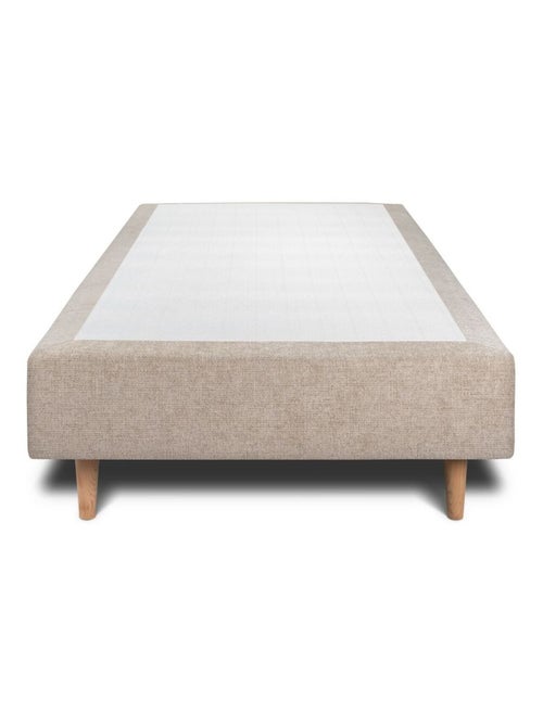 Lit avec tête de lit tapissier tissu et sommier tapissier H35cm - Kiabi