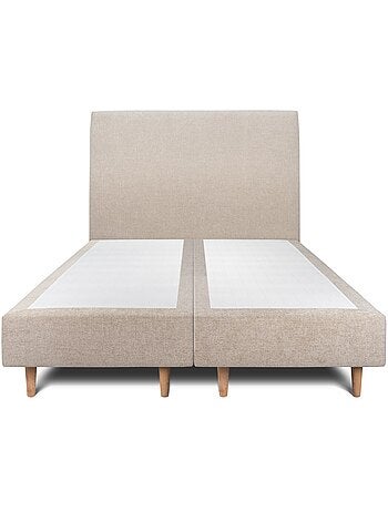 Lit avec tête de lit tapissier tissu et sommier tapissier H35cm