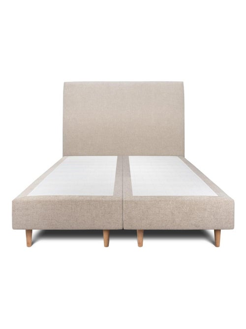 Lit avec tête de lit tapissier tissu et sommier tapissier H35cm - Kiabi