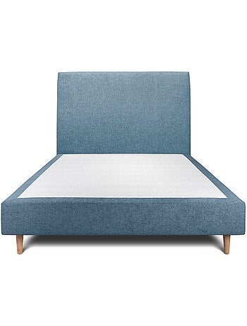 Lit avec tête de lit tapissier tissu et sommier tapissier H35cm