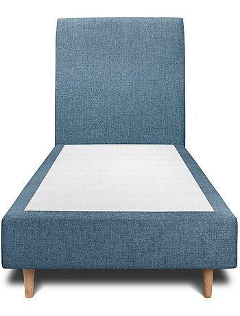 Lit avec tête de lit tapissier tissu et sommier tapissier H35cm