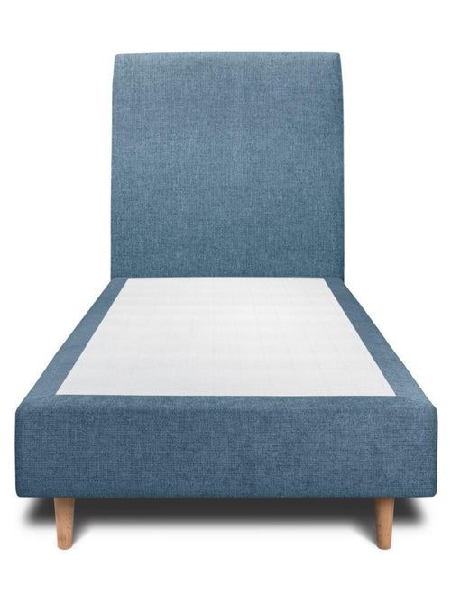 Lit avec tête de lit tapissier tissu et sommier tapissier H35cm - Kiabi